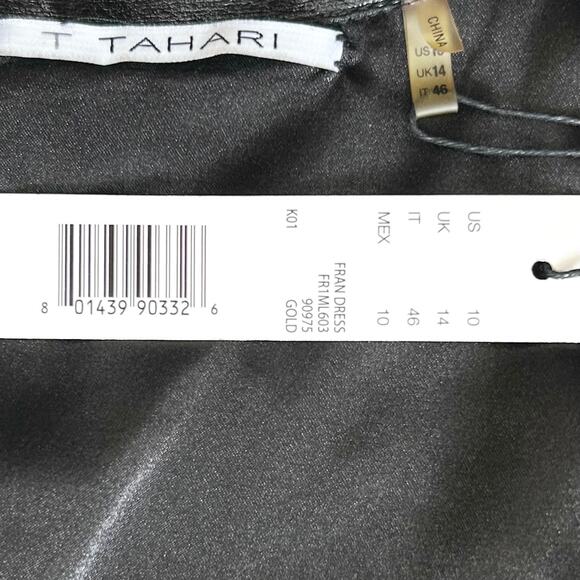 Tahari Gold Metallic Lace Sleeveless Fran Dress NWT - Picture 11 of 12